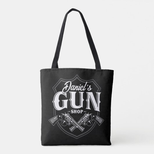 Persoonlijke NAAM Oude Pistool Revolvers Winkelvuu Tote Bag (Achterkant)