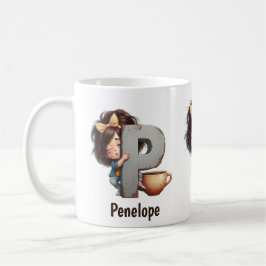 Persoonlijke naam & P Slaperige ochtend geruite ka Koffiemok