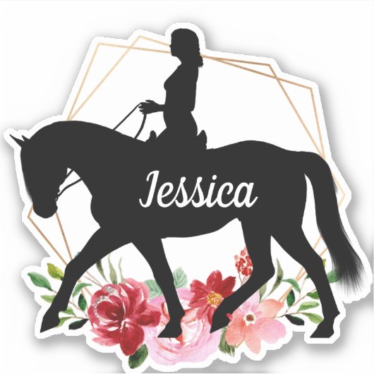 Persoonlijke naam paard Silhouette Equestrian Stic Sticker (Voorkant)