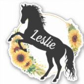 Persoonlijke naam paard Silhouette Equestrian Sticker (Voorkant)
