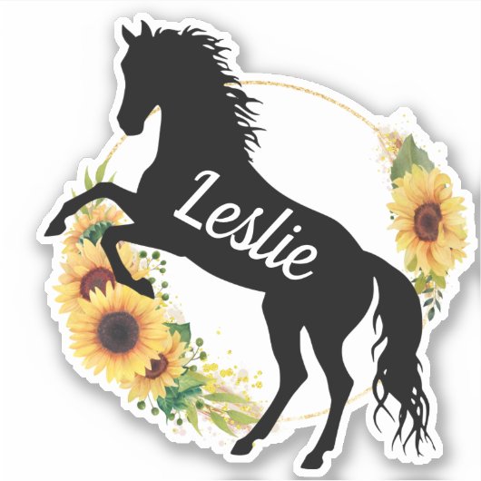 Persoonlijke naam paard Silhouette Equestrian Sticker (Voorkant)