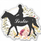 Persoonlijke naam paard Silhouette Equestrian Sticker (Voorkant)
