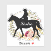 Persoonlijke naam paard Silhouette Equestrian Sticker (Vel)