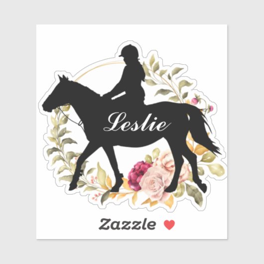 Persoonlijke naam paard Silhouette Equestrian Sticker (Vel)