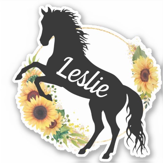 Persoonlijke naam paard Silhouette Equestrian Sticker (Voorkant)