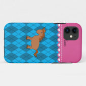 Persoonlijke naam Paardenhemelblauwe argyle Case-Mate iPhone Case (Achterkant (horizontaal))