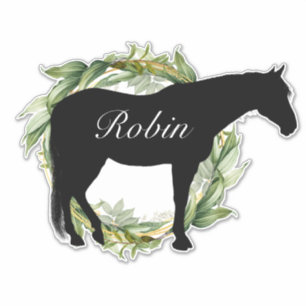 Persoonlijke naam Paardensilhouetsticker Sticker