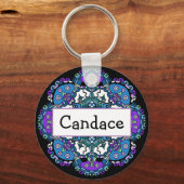 Persoonlijke naam paars en blauw Mandala Magnet Sleutelhanger (Voorkant)