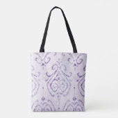 Persoonlijke naam paars Ikat Pattern Bridesmaid Tote Bag (Achterkant)