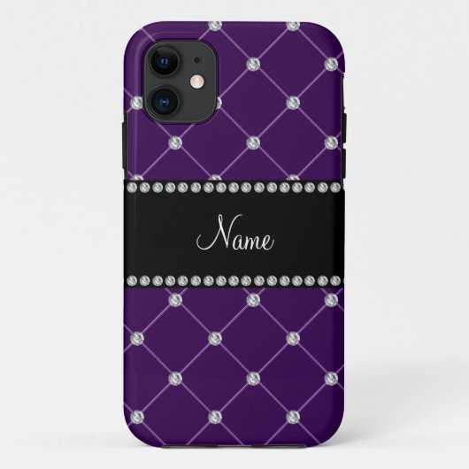 Persoonlijke naam Paarse diamanten Case-Mate iPhone Case (Achterkant)