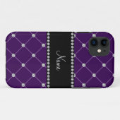 Persoonlijke naam Paarse diamanten Case-Mate iPhone Case (Achterkant (horizontaal))
