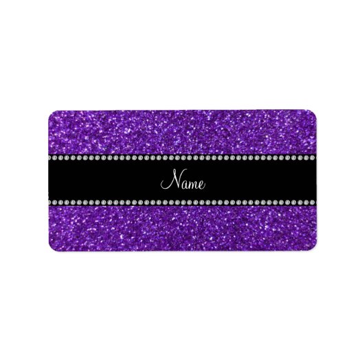 Persoonlijke naam paarse glitter etiket (Voorkant)