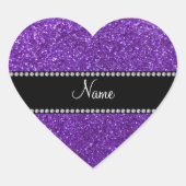 Persoonlijke naam paarse glitter hart sticker (Voorkant)