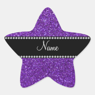 Persoonlijke naam paarse glitter ster sticker