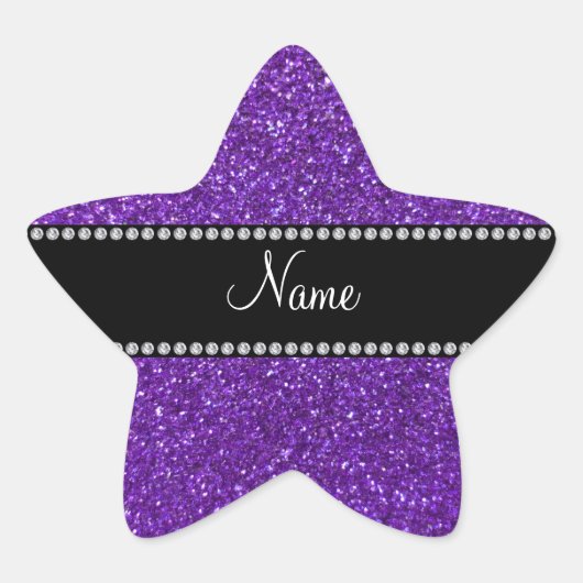 Persoonlijke naam paarse glitter ster sticker (Voorkant)