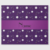 Persoonlijke naam paarse golfballen cadeaupapier (Vlak)