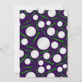 Persoonlijke naam paarse golfballen t-shirt kaart (Achterkant)