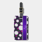 Persoonlijke naam paarse golfballen t - shirts har bagagelabel (Voorkant verticaal)
