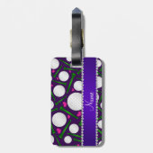 Persoonlijke naam paarse golfballen t - shirts har bagagelabel (Achterkant verticaal)