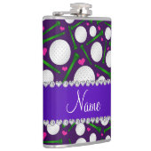 Persoonlijke naam paarse golfballen t - shirts har heupfles (Rechts)