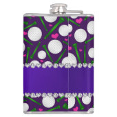 Persoonlijke naam paarse golfballen t - shirts har heupfles (Achterkant)