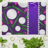 Persoonlijke naam paarse golfballen t - shirts har theedoek (Gevouwen)