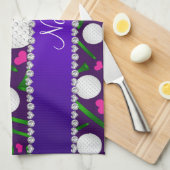 Persoonlijke naam paarse golfballen t - shirts har theedoek (Quarter Fold)