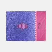 Persoonlijke naam paarse hippo neonblauw glitter fleece deken (Voorkant (Horizontaal))