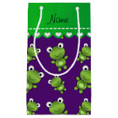 Persoonlijke naam paarse kikkers klein cadeauzakje (Voorkant)