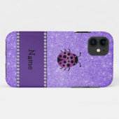 Persoonlijke naam paarse ladybug paarse glitter Case-Mate iPhone case (Achterkant (horizontaal))