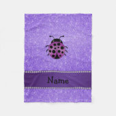 Persoonlijke naam paarse ladybug paarse glitter fleece deken (Voorkant)