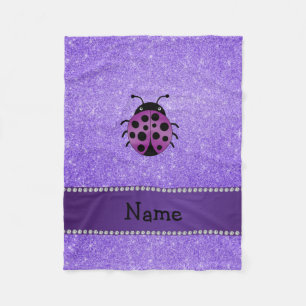 Persoonlijke naam paarse ladybug paarse glitter fleece deken