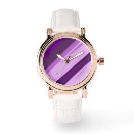 Persoonlijke naam paarse lavendel strepen  horloge