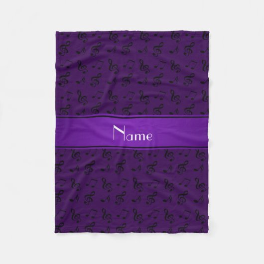 Persoonlijke naam paarse muzieknoten fleece deken (Voorkant)