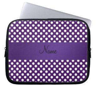 Persoonlijke naam paarse polka-punten laptop sleeve