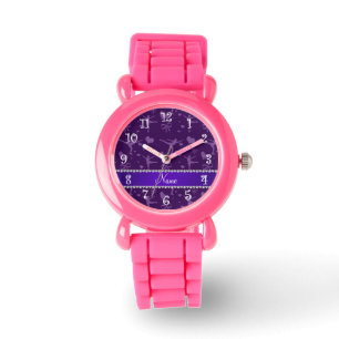 Persoonlijke naam paarse schaatsen horloge
