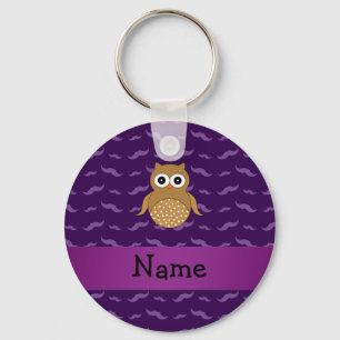 Persoonlijke naam paarse snor bruine uil sleutelhanger