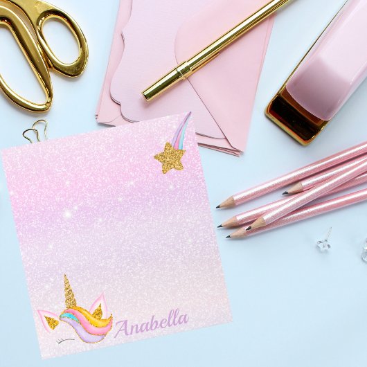 Persoonlijke naam Paarse Sparkle Glitter Unicorn Notitieblok