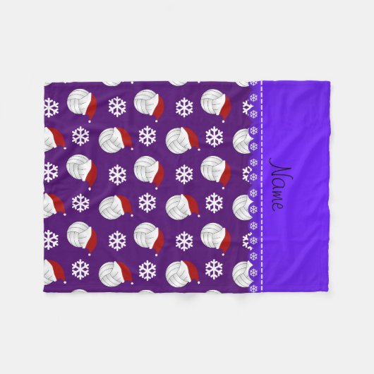 Persoonlijke naam paarse volleyballen santa hats fleece deken (Voorkant (Horizontaal))