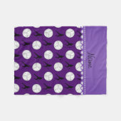 Persoonlijke naam paarse volleybalsilhouettes fleece deken (Voorkant (Horizontaal))