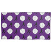 Persoonlijke naam paarse volleybalsilhouettes kussensloop (Voorkant)