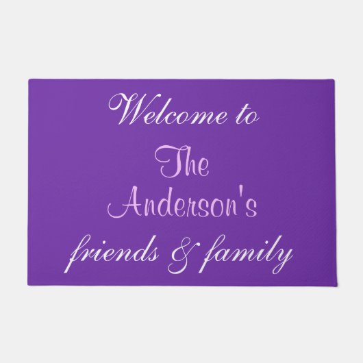 Persoonlijke naam paarse welkomstmatten deurmat (Voorkant)