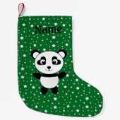 Persoonlijke naam panda groene sterren kleine kerstsok (Voorkant)