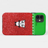 Persoonlijke naam panda neon red glitter Case-Mate iPhone case (Achterkant (horizontaal))