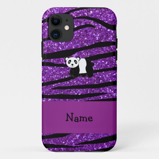 Persoonlijke naam panda paarse glitter zebra Case-Mate iPhone case (Achterkant)