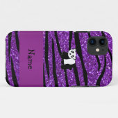 Persoonlijke naam panda paarse glitter zebra Case-Mate iPhone case (Achterkant (horizontaal))