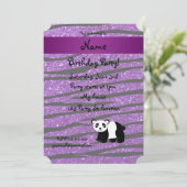 Persoonlijke naam panda paarse glitter zebra kaart (Staand voorkant)