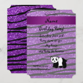 Persoonlijke naam panda paarse glitter zebra kaart (Voorkant / Achterkant)