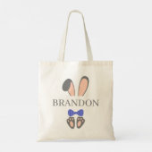 Persoonlijke naam Pasen Bunny met Bow Stropdas Tote Bag (Achterkant)