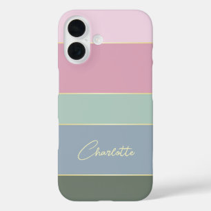 Persoonlijke naam pastel kleur blok telefoonhoes iPhone 16 hoesje
